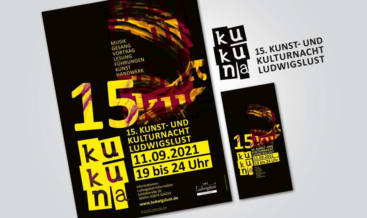 Logo, Plakat, Faltblatt | Kunst- und Kulturnacht, Stadt Ludwigslust
